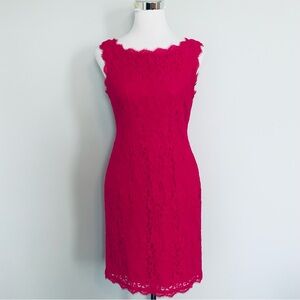 ADRIANNA PAPELL Size 8 Hot Azalea Pink Floral Lace Sheath Sleeveless Dress